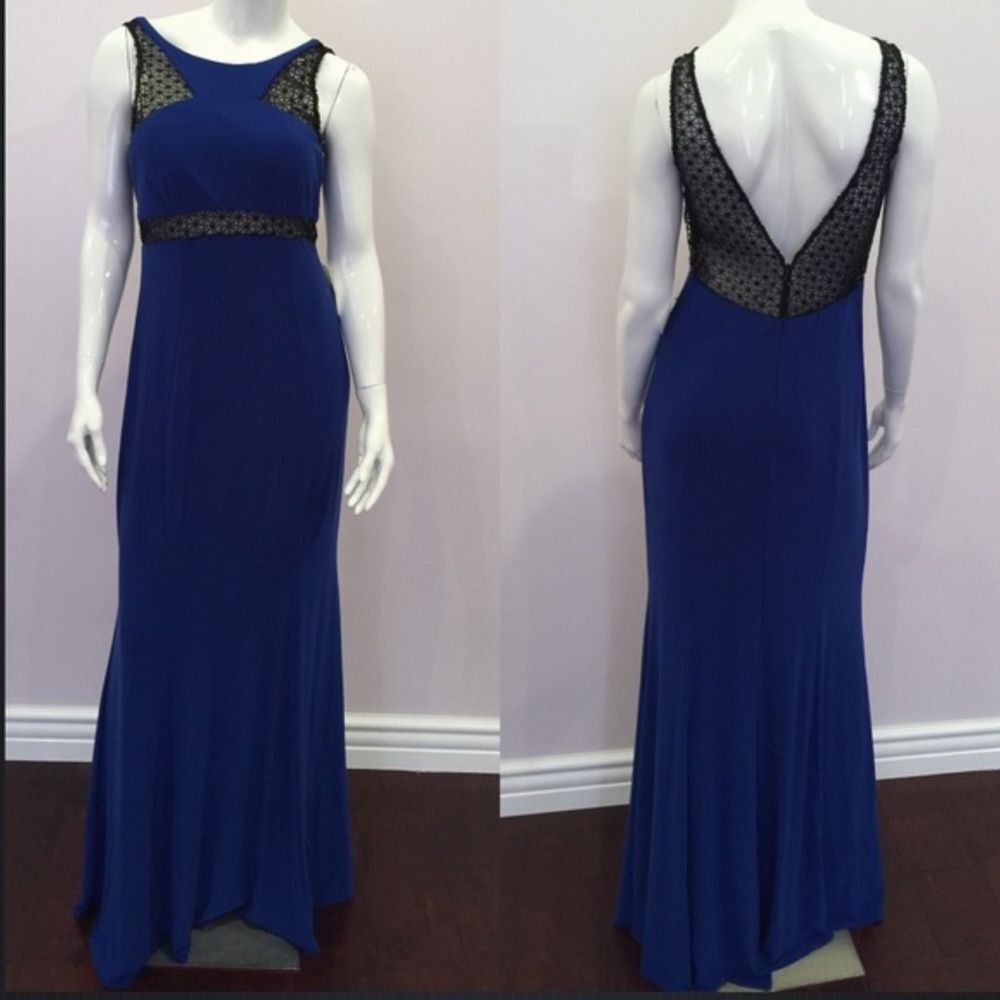 Royal blue sequins embellishment gown